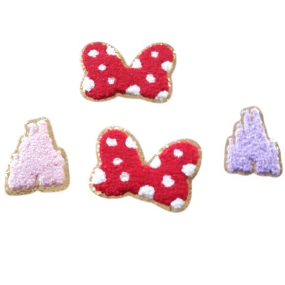 Chenille Mouse Head & Castle Patches, Iron on Patches for Clothing - Gold Trim - Picture 7 of 8